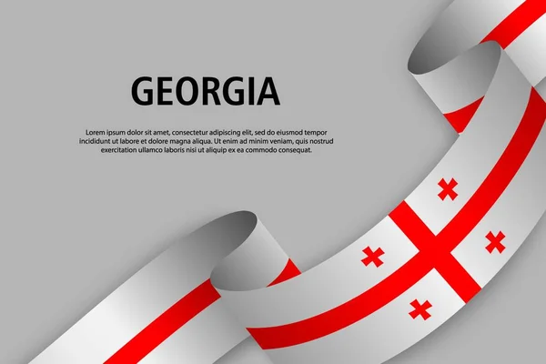 Cinta Ondeando Con Bandera Georgia Bandera Del Día Independencia Ilustración — Archivo Imágenes Vectoriales