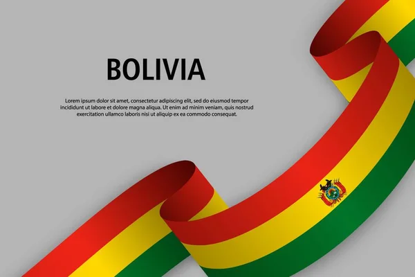 Sallama Kurdele Ile Bolivya Bayrak Bağımsızlık Günü Afiş Için Şablon — Stok Vektör