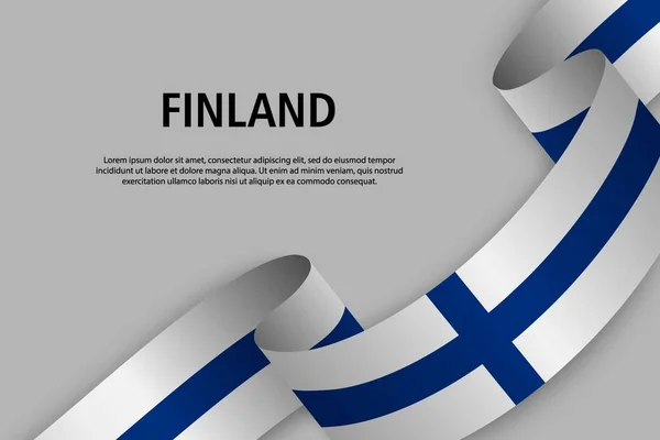 Размахивание Лентой Флагом Финляндии Баннер Дня Независимости Векторная Иллюстрация — стоковый вектор