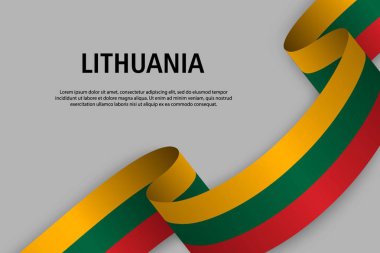 Sallama kurdele ile Litvanya bayrağı, bağımsızlık günü afiş için şablon. vektör çizim