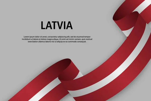 Viftande Band Med Lettlands Flagga Mall För Självständighetsdagen Banner Vektorillustration — Stock vektor