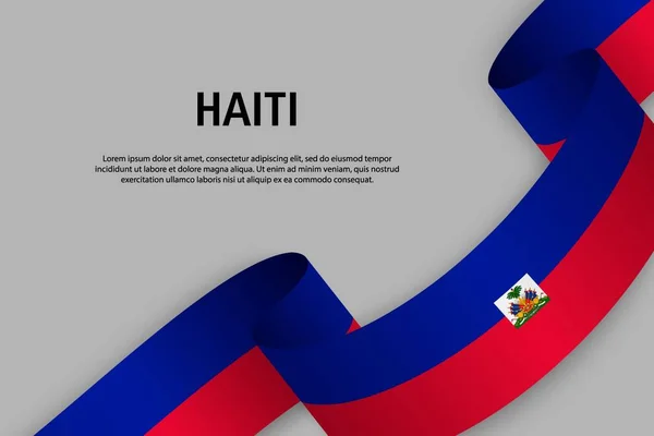 Viftande Band Med Flagga Haiti Mall För Självständighetsdagen Banner Vektorillustration — Stock vektor