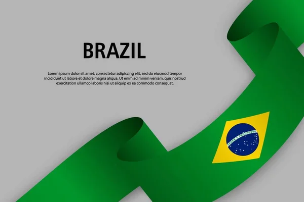 Cinta Ondeante Con Bandera Brasil Bandera Del Día Independencia Ilustración — Archivo Imágenes Vectoriales