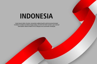 Endonezya bayrağı, bağımsızlık günü afiş için şablon ile dalgalanan şerit. vektör çizim