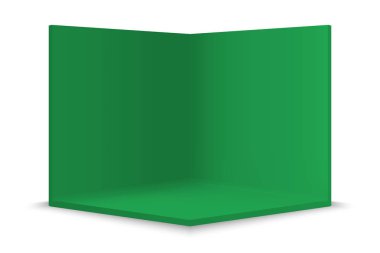 Köşeli boş gösteri odası. 3d vektör illüstrasyonu