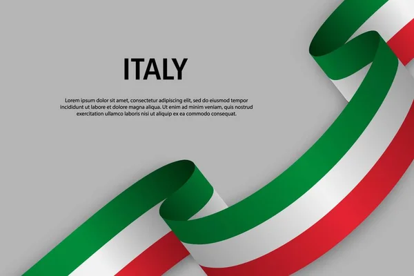 Waving Ribbon Flag Italy Template Independence Day Banner Vector Illustration — Stock Vector