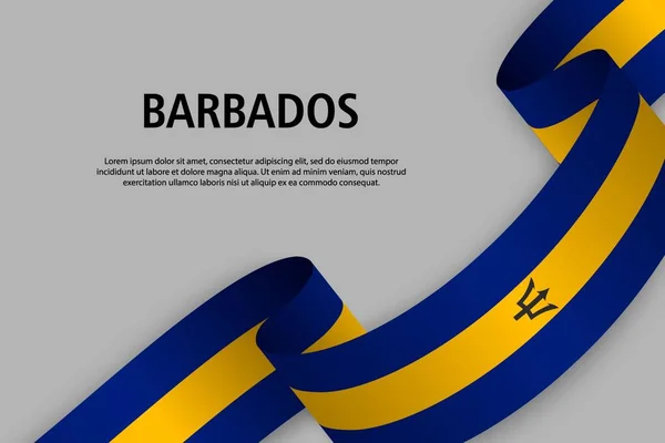 Wuivende Lint Met Vlag Van Barbados Sjabloon Voor Independence Day — Stockvector