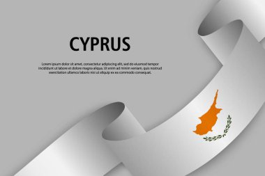 Sallama kurdele ile Kıbrıs bayrağı, bağımsızlık günü afiş için şablon. vektör çizim