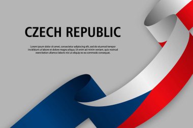 Sallama şerit ile bayrak Çek Cumhuriyeti, bağımsızlık günü afiş için şablon. vektör çizim