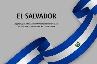 Sallama şerit ile bayrak El Salvador, bağımsızlık günü afiş için şablon. vektör çizim