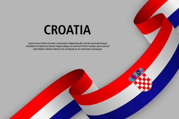 Fita Ondulante Com Bandeira Croácia Template Independence Day Banner Ilustração — Vetor de Stock