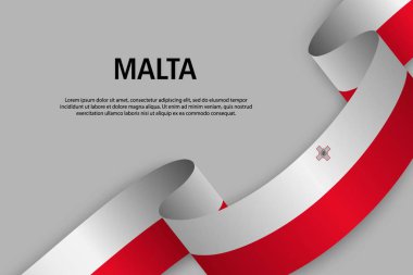 Sallama kurdele ile Malta bayrağı, bağımsızlık günü afiş için şablon. vektör çizim