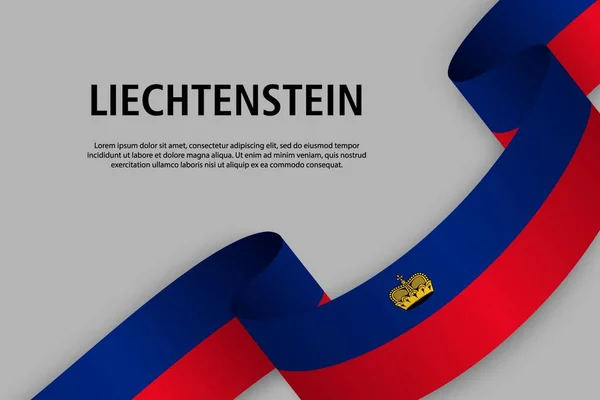 Hullámzó Szalag Liechtenstein Jelző Sablon Banner Függetlenség Napja Vektoros Illusztráció — Stock Vector