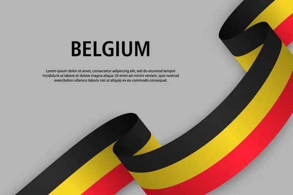 Schleife Mit Belgischer Flagge Vorlage Für Das Banner Zum Unabhängigkeitstag — Stockvektor