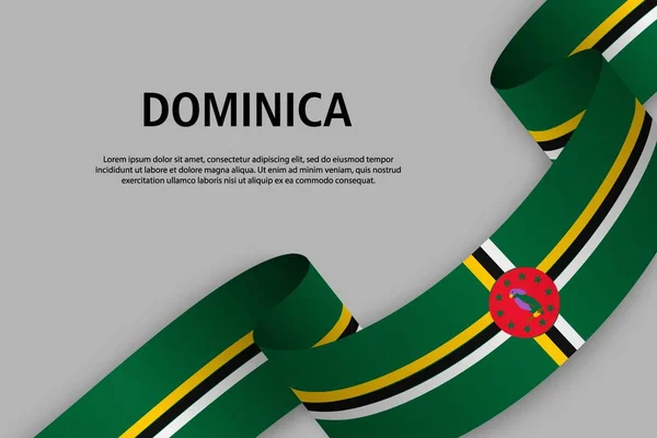 Viftande Band Med Dominica Flagga Mall För Självständighetsdagen Banner Vektorillustration — Stock vektor