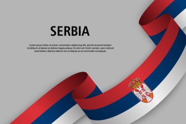 Sallama kurdele ile Sırbistan bayrağı, bağımsızlık günü afiş için şablon. vektör çizim