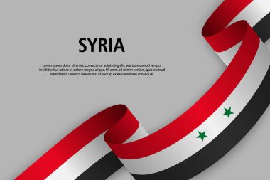 Suriye bayrağı, bağımsızlık günü afiş için şablon ile dalgalanan şerit. vektör çizim