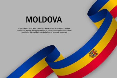 Sallama kurdele ile Moldova bayrağı, bağımsızlık günü afiş için şablon. vektör çizim