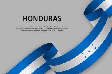 Bağımsızlık günü afiş için şablon Honduras bayrağı sallayarak şerit. vektör çizim