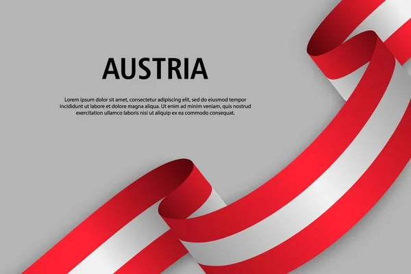 Wuivende Lint Met Vlag Van Oostenrijk Sjabloon Voor Independence Day — Stockvector
