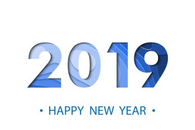 Mutlu yeni yıl 2019 arka plan topografik harita etkisi ile. Tebrik kartı tasarımı