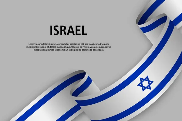 Sallama kurdele ile İsrail bayrağı, bağımsızlık günü afiş için şablon. vektör çizim