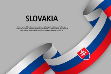 Sallama kurdele ile Slovakya bayrağı, bağımsızlık günü afiş için şablon. vektör çizim