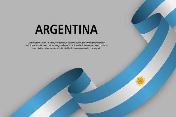 Cinta Ondeante Con Bandera Argentina Bandera Del Día Independencia Ilustración — Vector de stock