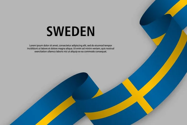 Ruban Agitation Avec Drapeau Suède Modèle Pour Bannière Jour Indépendance — Image vectorielle