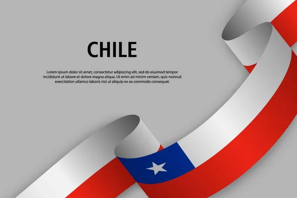 Cinta Ondeante Con Bandera Chile Bandera Del Día Independencia Ilustración — Archivo Imágenes Vectoriales