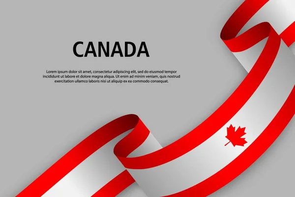 Κυματίζοντας Κορδέλλα Σημαία Του Καναδά Πρότυπο Για Banner Ημέρα Ανεξαρτησίας — Διανυσματικό Αρχείο