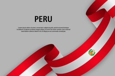 Sallama kurdele ile Peru bayrağı, bağımsızlık günü afiş için şablon. vektör çizim