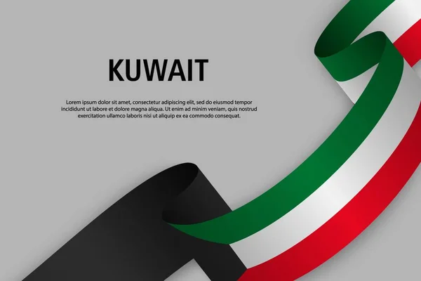 Waving Ribbon Flag Kuwait Template Independence Day Banner Vector Illustration — Stock Vector