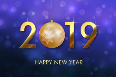 Mutlu yeni yıl 2019 arka plan. Tebrik kartı tasarımı