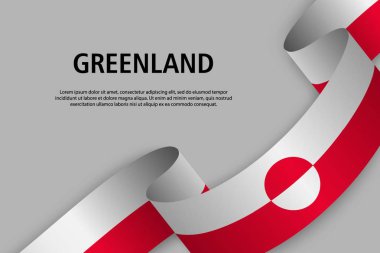 Sallama kurdele ile Grönland bayrak, bağımsızlık günü afiş için şablon. vektör çizim