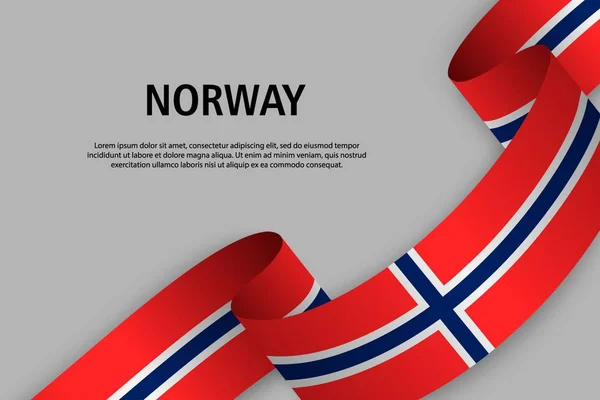 Размахивание Лентой Флагом Норвегии Баннер Дня Независимости Векторная Иллюстрация — стоковый вектор