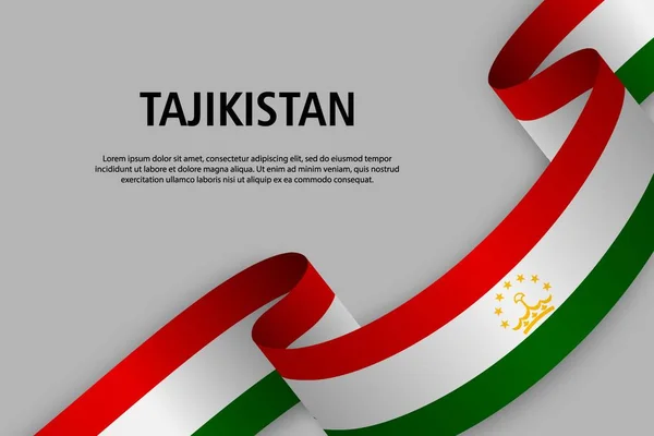 Macha Wstążki Flaga Tadżykistanu Szablon Transparent Dzień Niepodległości Ilustracja Wektorowa — Wektor stockowy