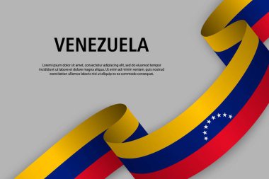 Sallama kurdele ile Venezuela bayrak, bağımsızlık günü afiş için şablon. vektör çizim