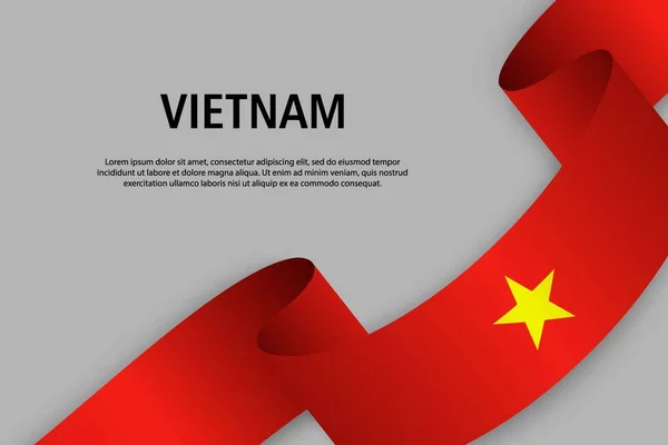 Vlající Stuha Vlajka Vietnamu Šablonu Pro Den Nezávislosti Banner Vektorové — Stockový vektor