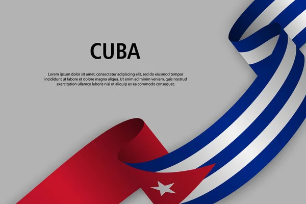 Wuivende Lint Met Vlag Van Cuba Sjabloon Voor Independence Day — Stockvector