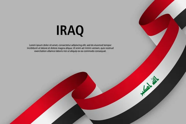 Vlající Stuha Vlajka Iráku Šablonu Pro Den Nezávislosti Banner Vektorové — Stockový vektor