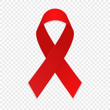 Kırmızı kurdele. AIDS bilinçlendirme sembolü. Vektör çizim