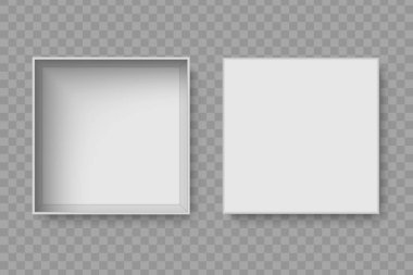 Üstten görünüm boş kutu izole açın. Açık kap ile boş bir paket