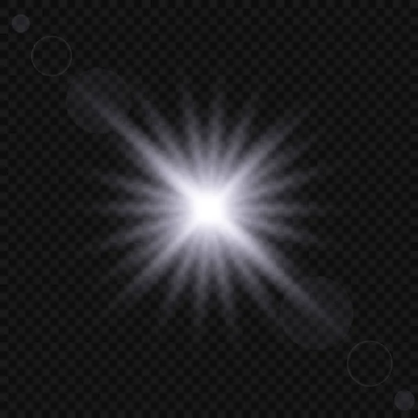 Efecto Luz Brillante Aislado Sobre Fondo Transparente Flash Sol Con — Vector de stock