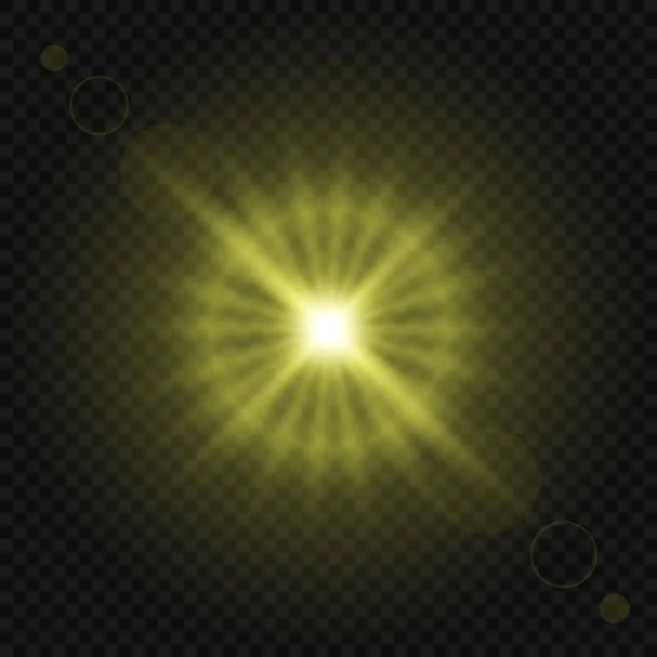 Efecto Luz Brillante Aislado Sobre Fondo Transparente Flash Sol Con — Vector de stock