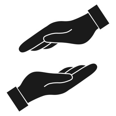 Yardım ve el vektör simgesi beyaz arka plan üzerinde korumak