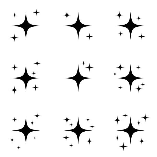 Conjunto Estrellas Dibujos Animados Brillantes Centelleantes — Vector de stock