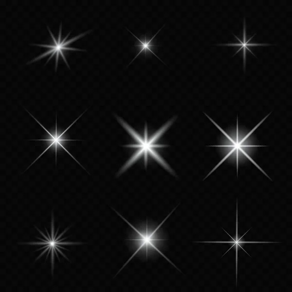 Набор Ярких Звезд Сверкающих Сверкающих — стоковый вектор