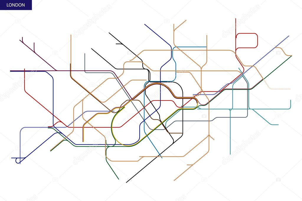 schematic transit map of the London Underground and Overground