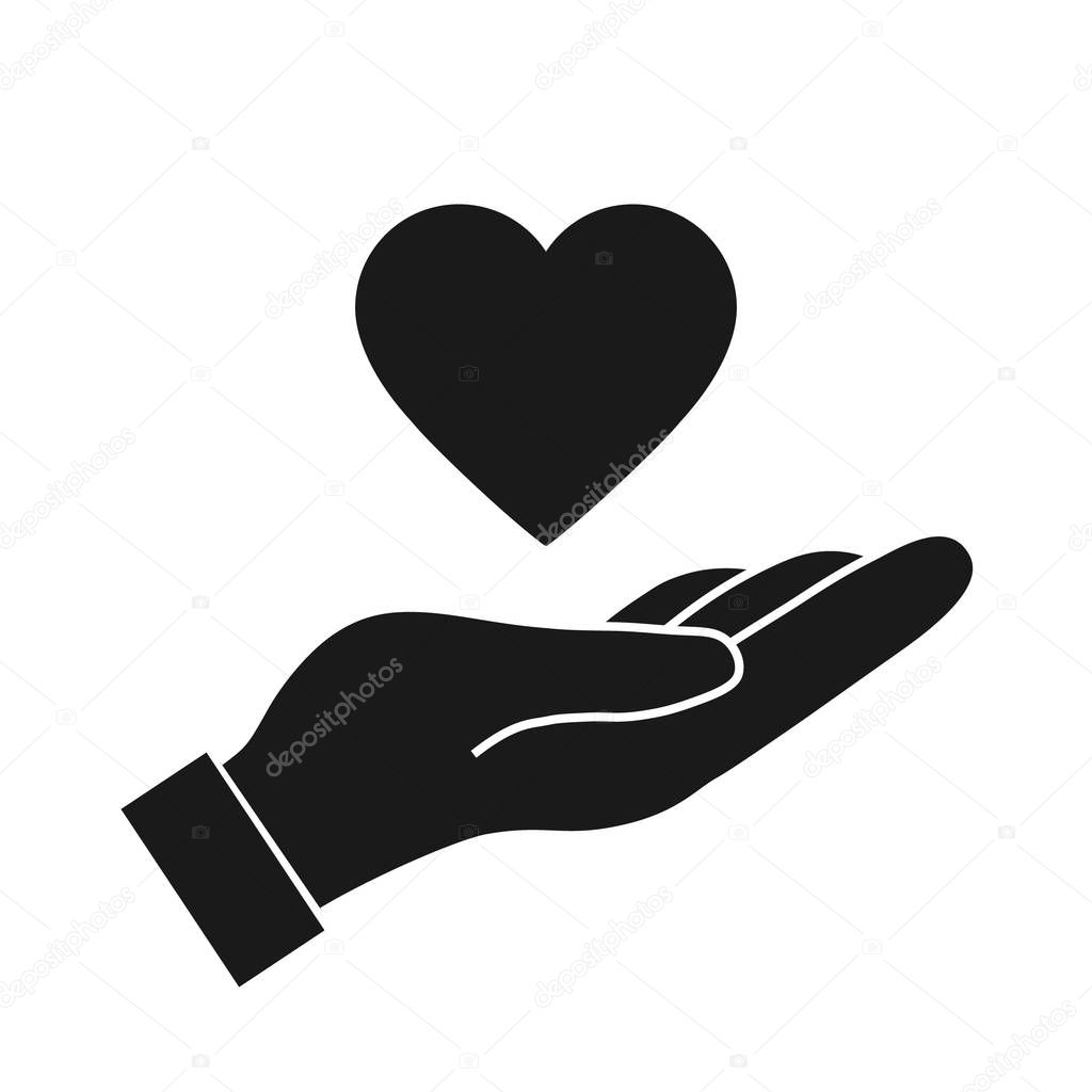 Heart in hand, Help and protect icon